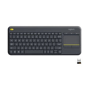 Logitech K400 Plus TKL Wireless Membrane Keyboard for PC/TV/Laptop/Tablet with Built-in Touchpad - Black