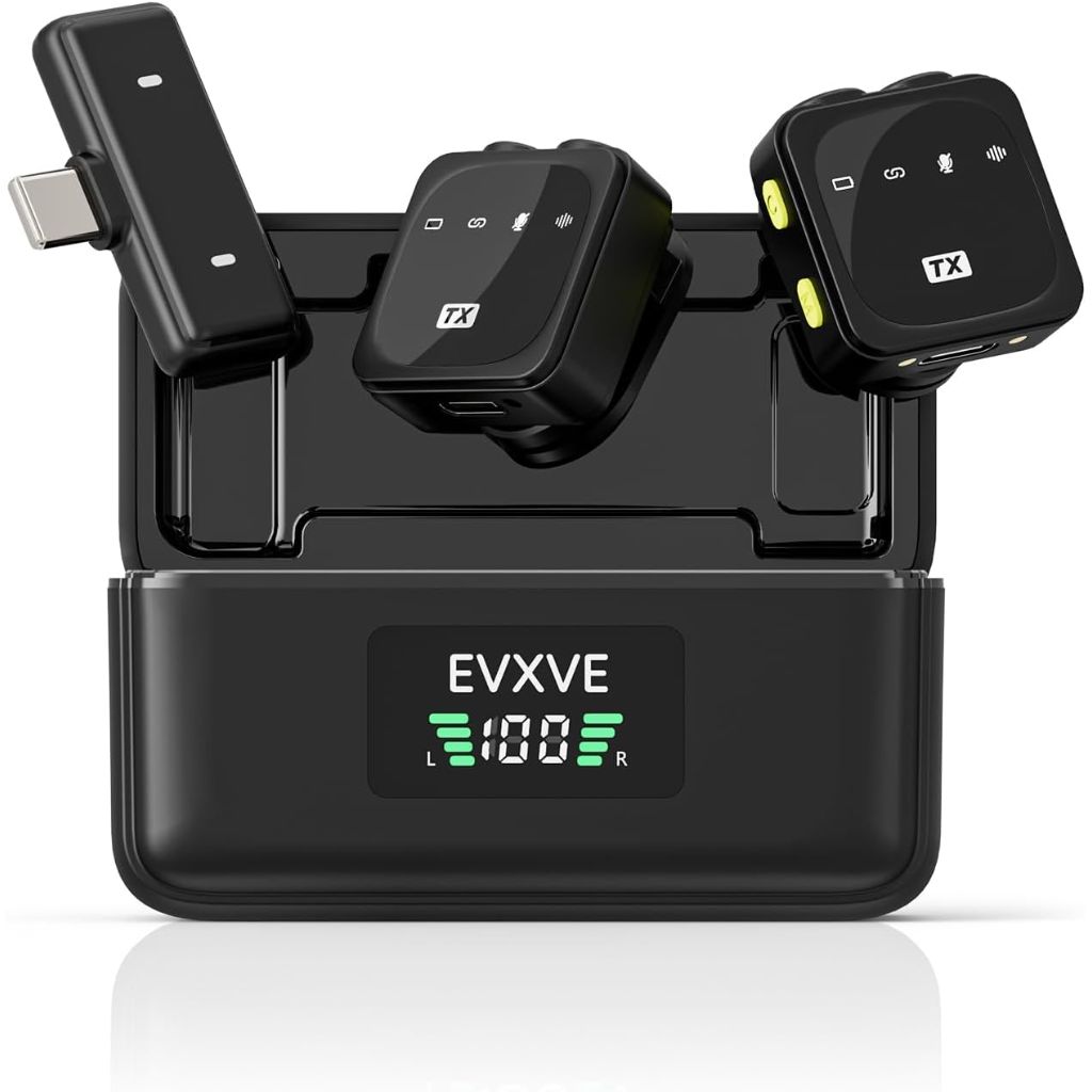 Wireless Lavalier Microphone for iPhone/Android with Type-C Plug, 48KHz, Noise Cancellation, Battery Charging Case Included, 98ft Range, Mini Microphones for Stream,TikTok,YouTube (Type-C)