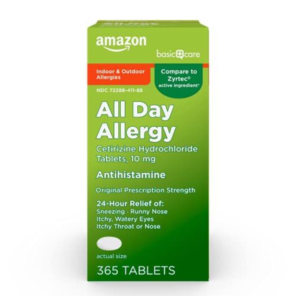 Amazon Basic Care All Day Allergy Relief Cetirizine Hydrochloride Antihistamine 10mg - 365ct