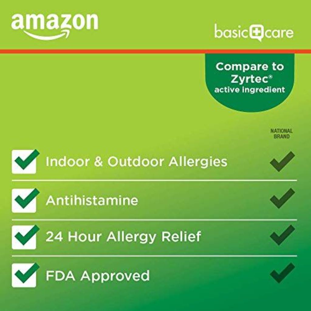 Amazon Basic Care All Day Allergy Relief Cetirizine Hydrochloride Antihistamine 10mg - 365ct