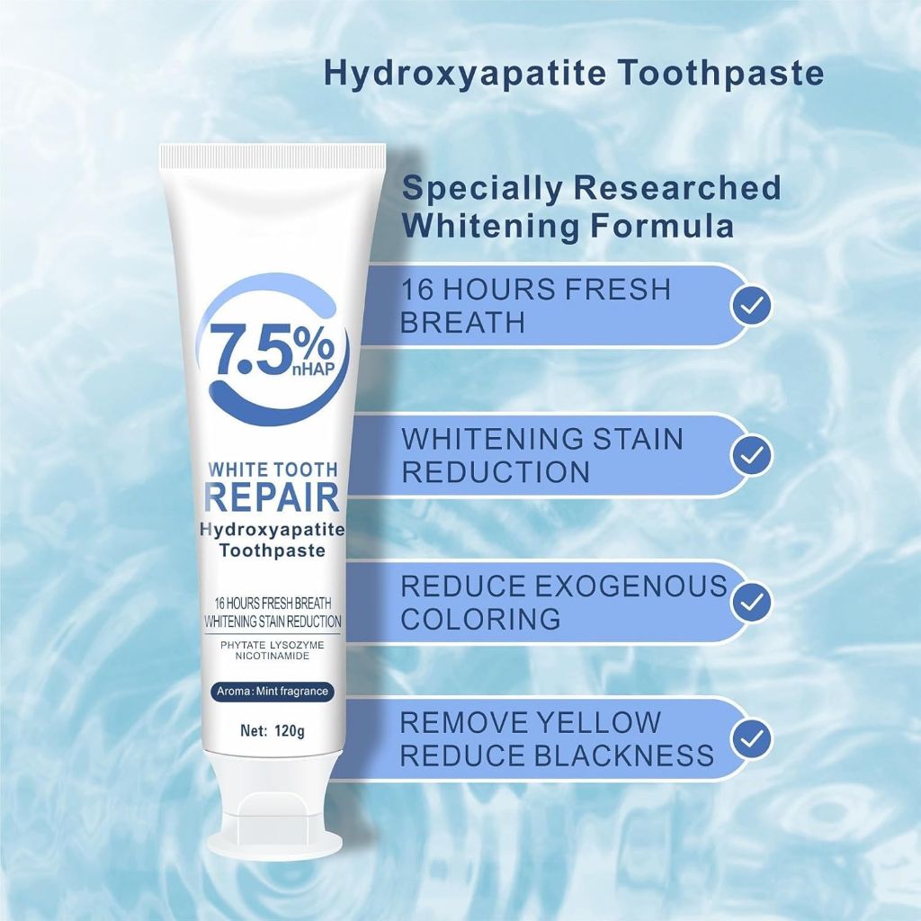 7.5% Hydroxyapatite Toothpastes for Enamel Protection and Tooth Strengthening - Mint, 2 Pack