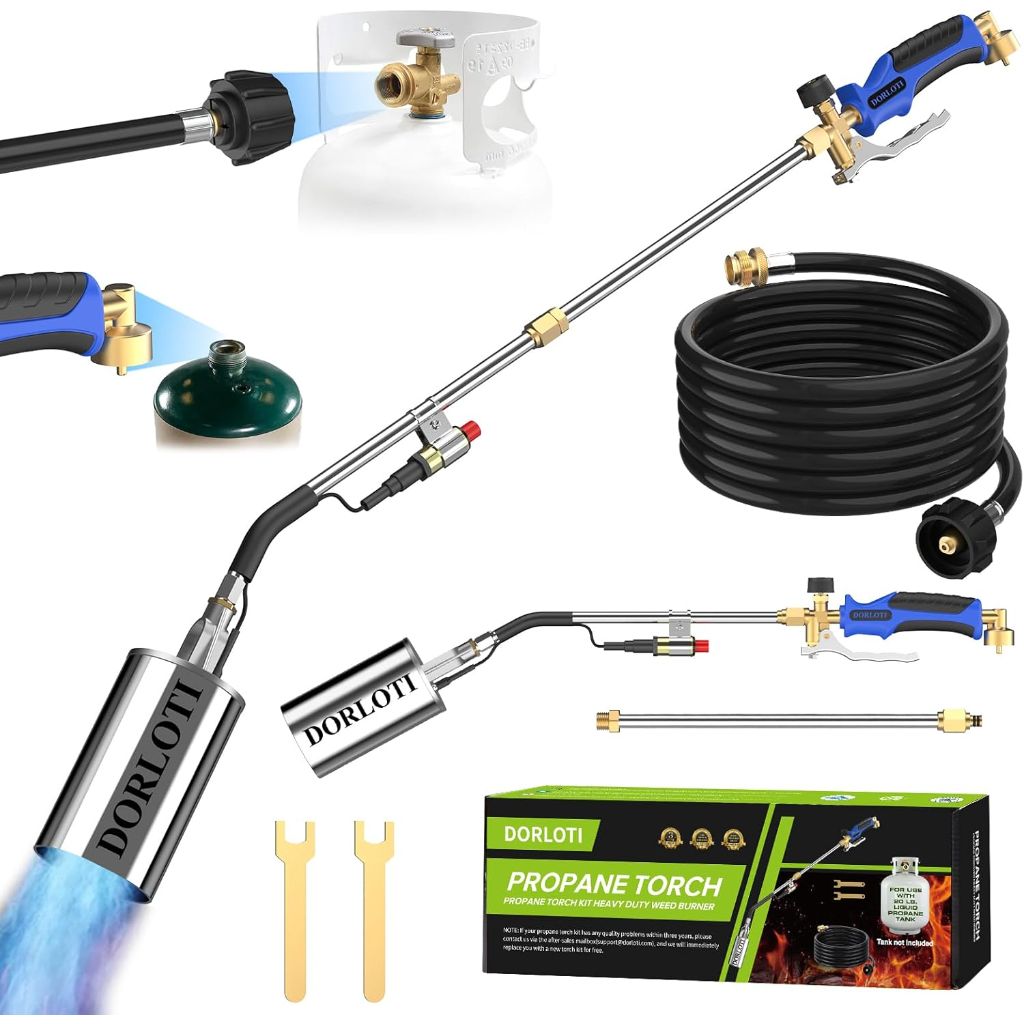 Propane Torch Weed Burner Kit with Long/Short Mode, 12.5 ft. with Self Igniter and Turbo Trigger