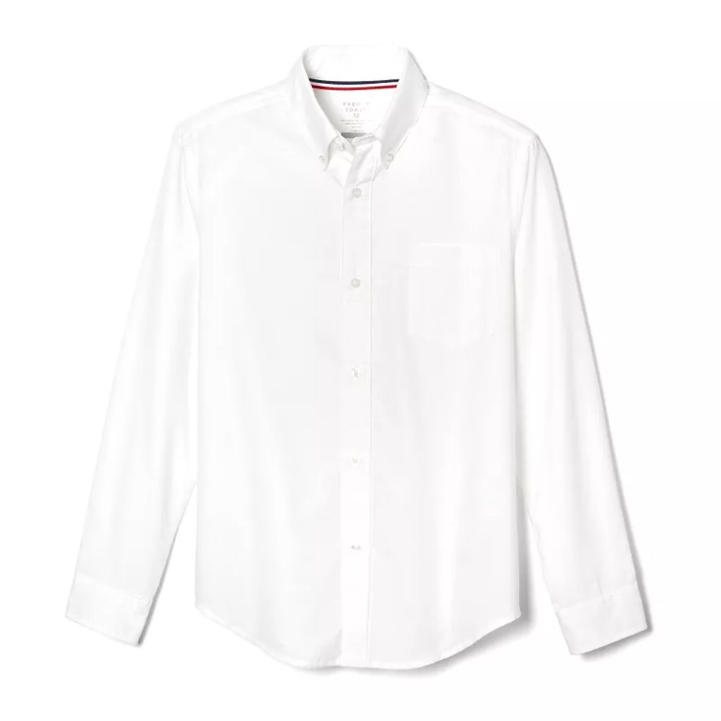 French Toast Boys School Uniform Long Sleeve Oxford Shirt  Sizes 4-20 & Husky