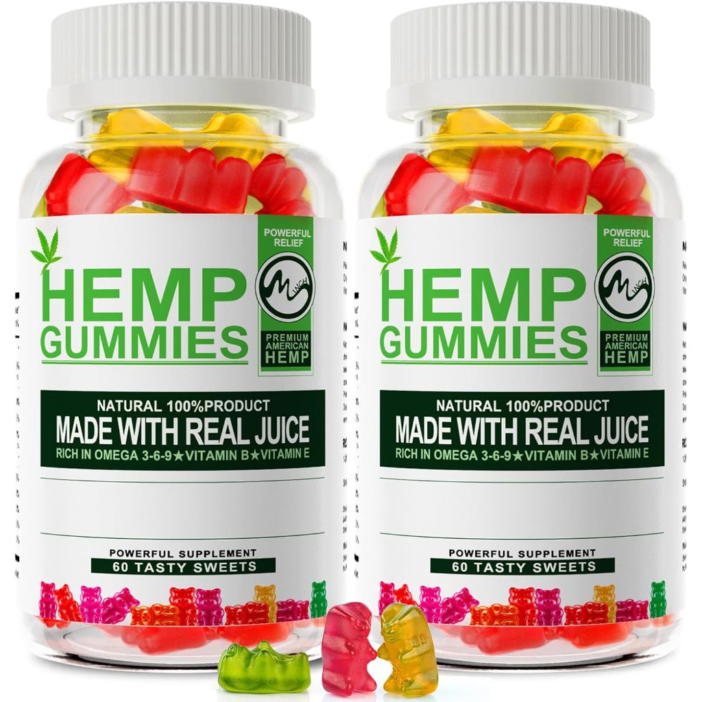 Hemp Gummies 1,200,000mg Stress Relief Gummy Bears with Hemp Oil - 90ct (2 Pack)