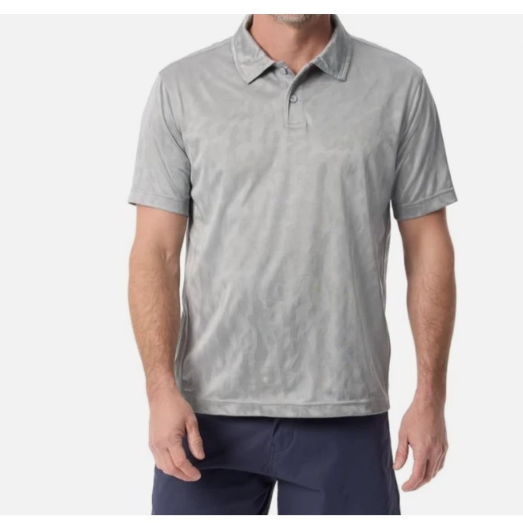 BASS OUTDOOR Men's Short Sleeve Textured Polo Shirt - Gray, XXL