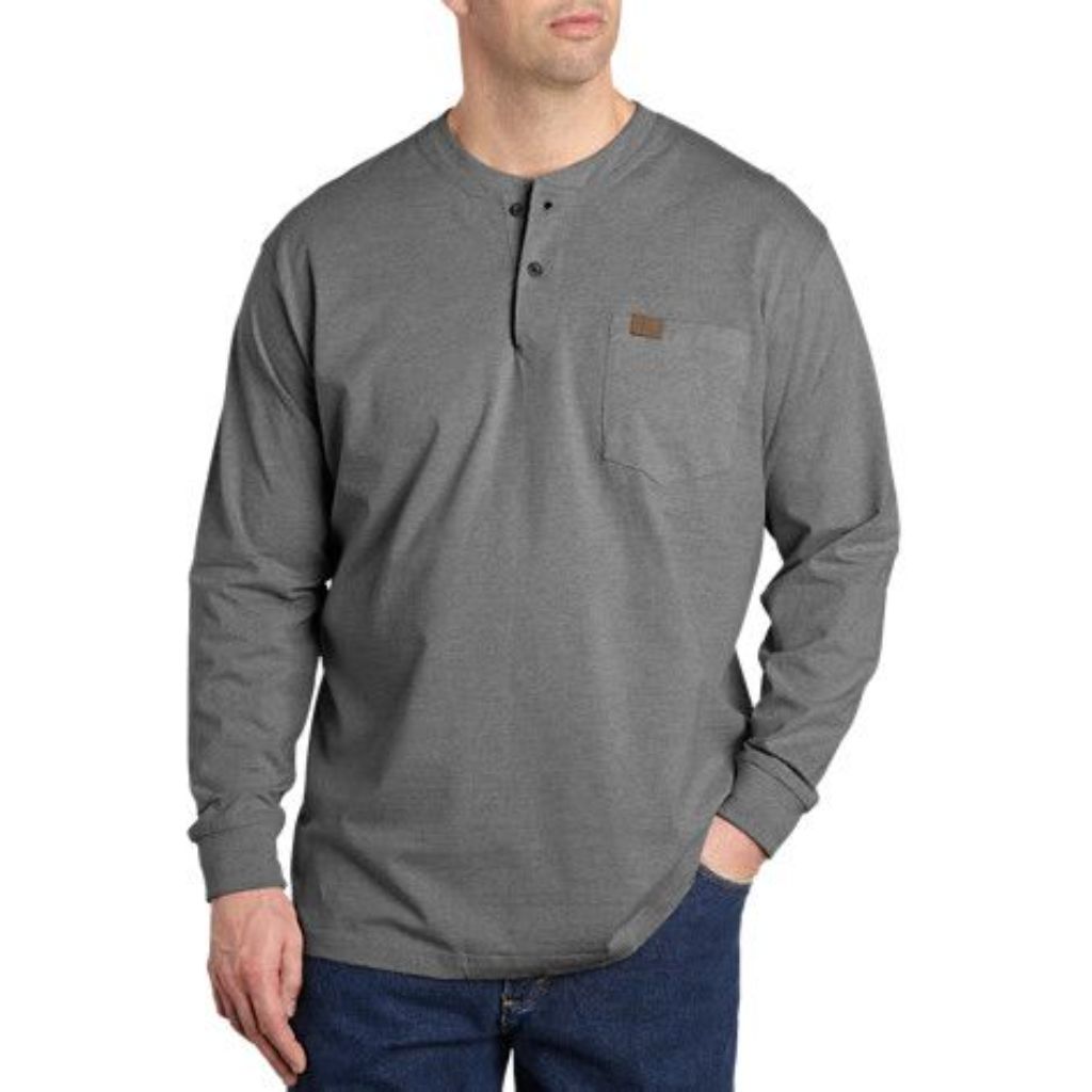 Wrangler Men's Riggs Workwear Long Sleeve Henley T-Shirt - Charcoal, Size XLT