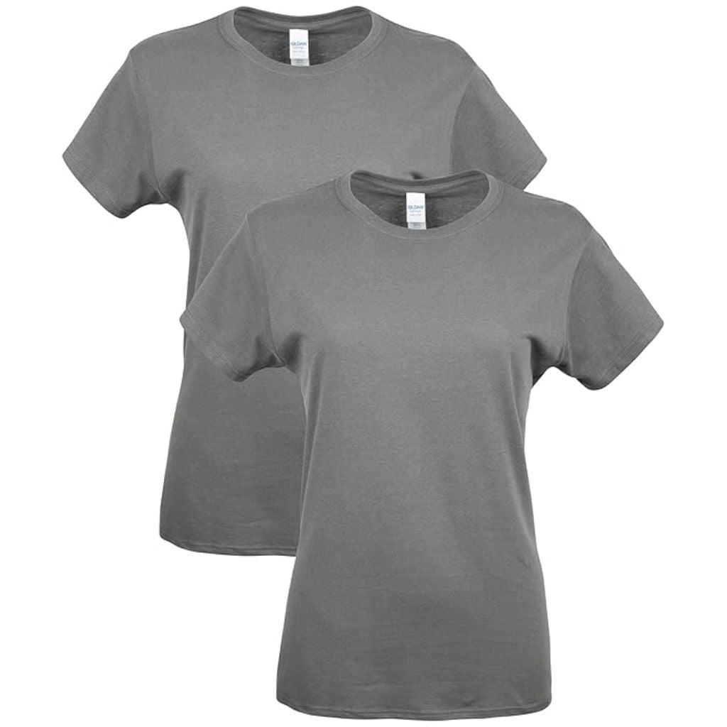 Gildan Women's Softstyle Cotton T-Shirt (G64000l) - Charcoal, Large (2 Pack)