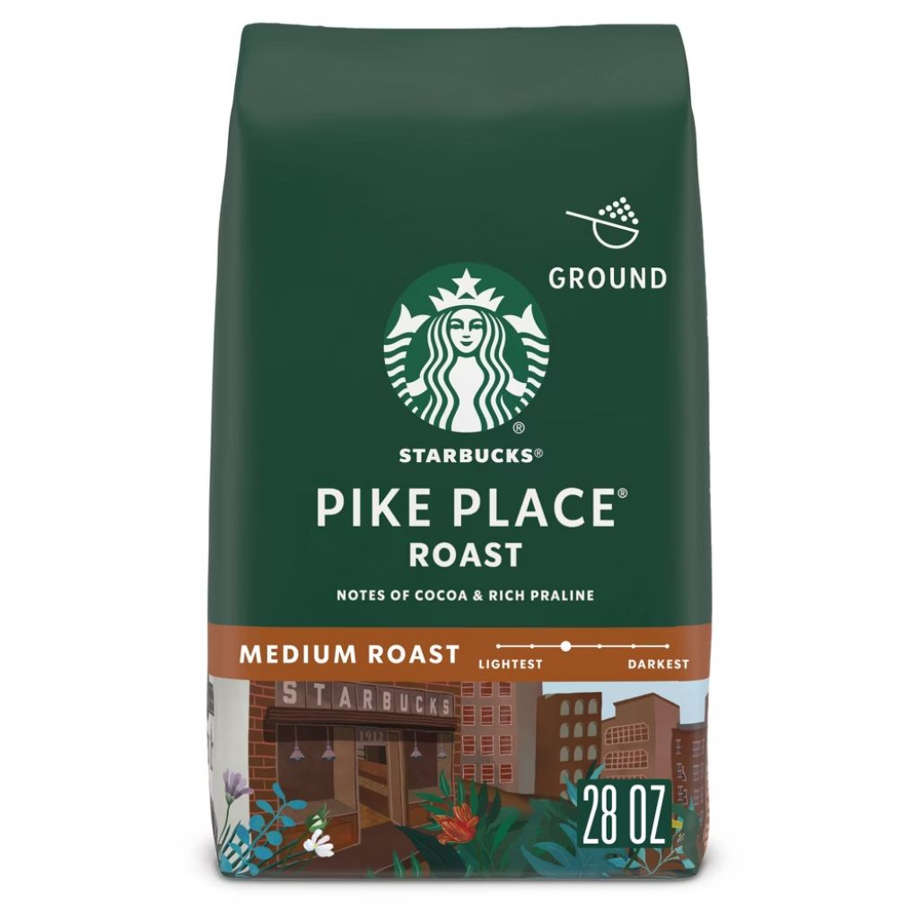 Starbucks Pike Place Roast  Ground Coffee  Medium Roast Hot or Iced Coffee  28 oz