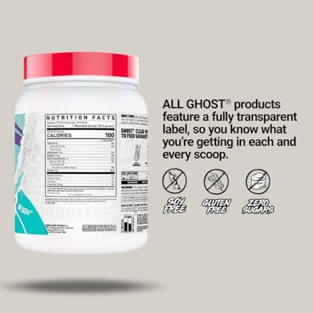 GHOST Clear Whey Isolate Protein Powder - Strawberry Watermelon, 1.57lb.