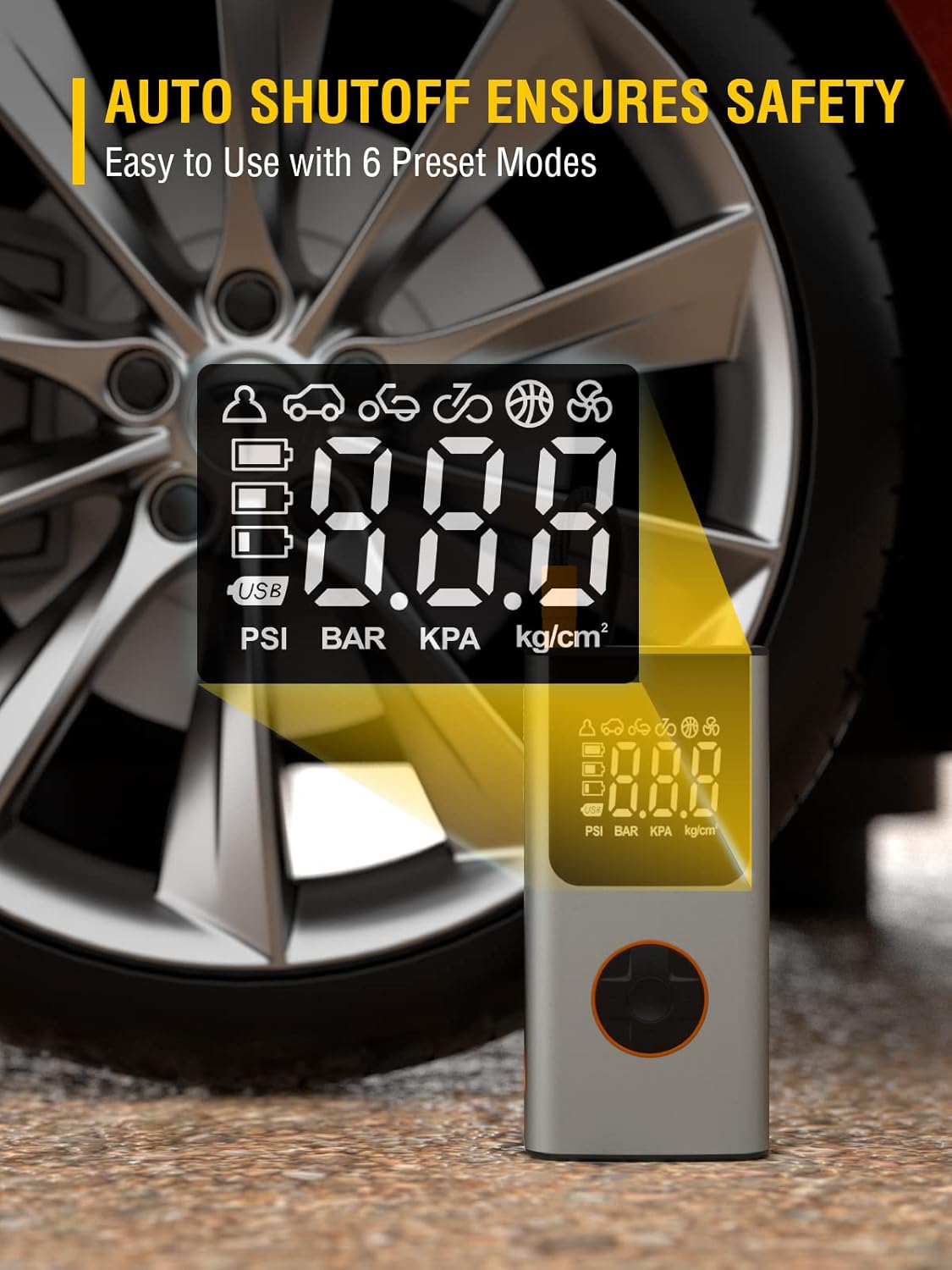 AZUNO 2-in-1 Electric Air Pump for Inflatables, 150 PSI Battery, USB Rechargeable