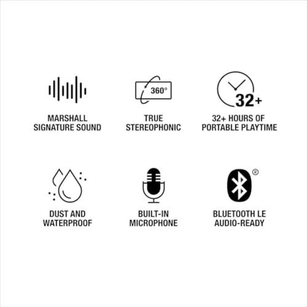 Marshall - Emberton III Portable Bluetooth Speaker with Rugged Waterproof / Dust-proof Wireless Design - Black/Brass
