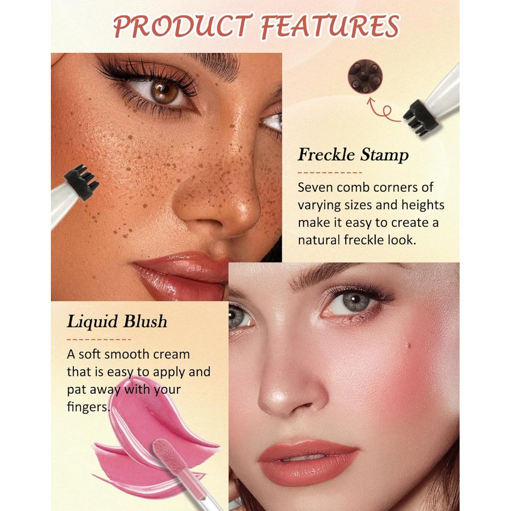 2-in-1 Freckle Blush Pen, Stamp & Liquid Blush with Puff - 01 Pink