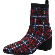 8 Kenneth Cole Reaction Women's Rida Stretch Jewel Red Plaid Knit