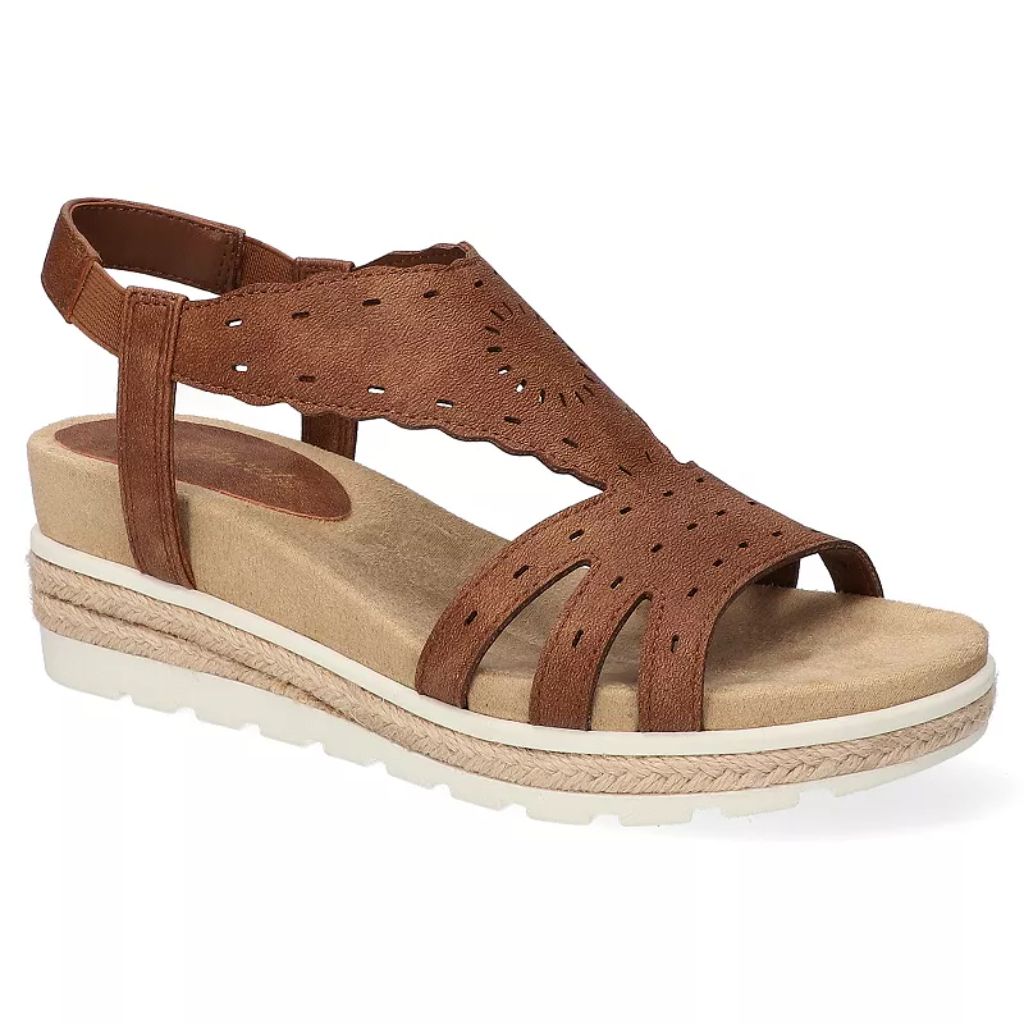 9.5 Easy Street Fran Women's Slingback Wedge Sandals Tan