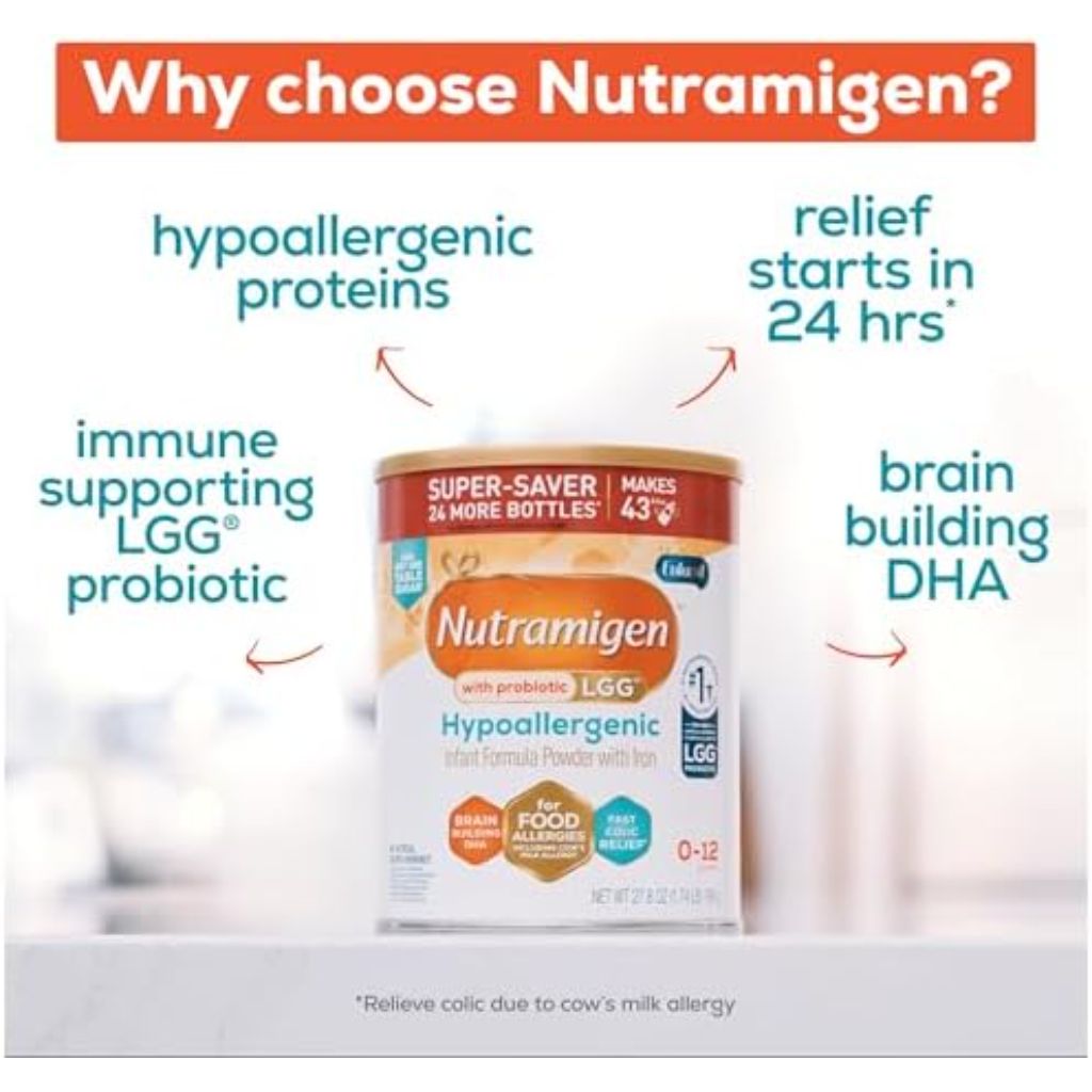 Enfamil Nutramigen Hypoallergenic Baby Formula Powder with Iron - 27.8 oz. (4 Pack)
