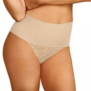 Maidenform Lace Tummy Control Shapewear Thong, Firm Nude, SZ M