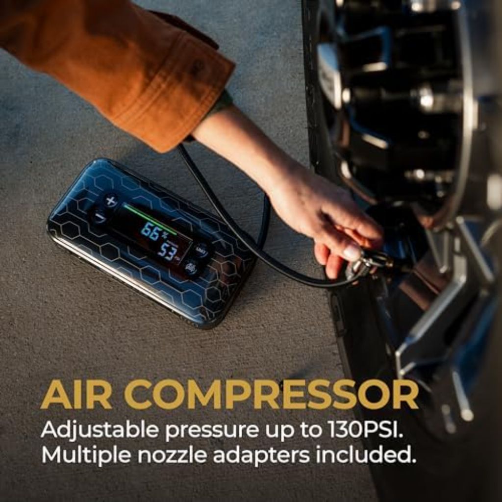 HALO Bolt Air+ 1750 Portable Car Battery Jump Starter & Air Compressor, 130 PSI,  59.9Wh USB Power Bank - Teal