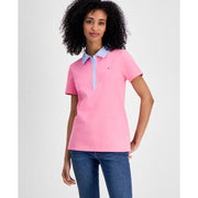 Tommy Hilfiger Women's Mixed Media Cornell Polo Shirt - Peony, Size XL