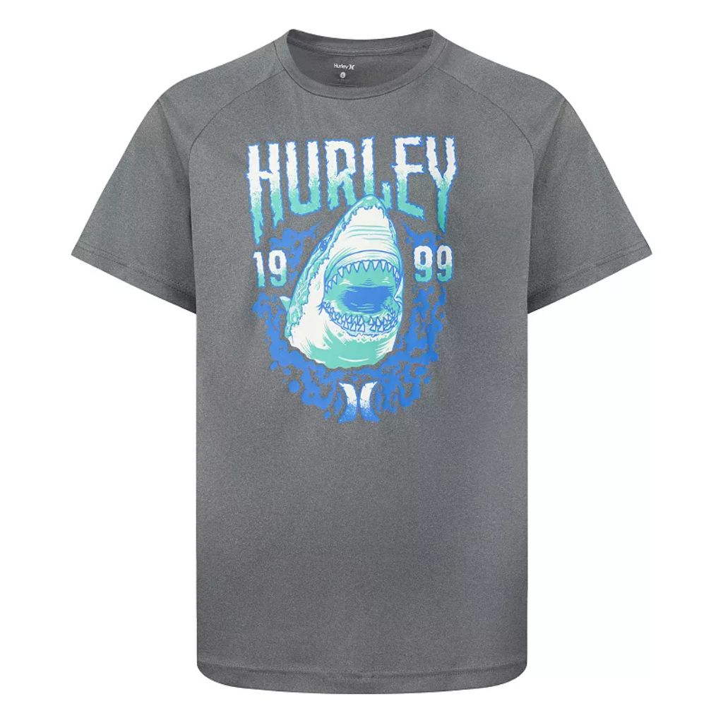 Boys SZ 4, Hurley Shark Abyss UPF Graphic Tee, Boy's, Black Grey