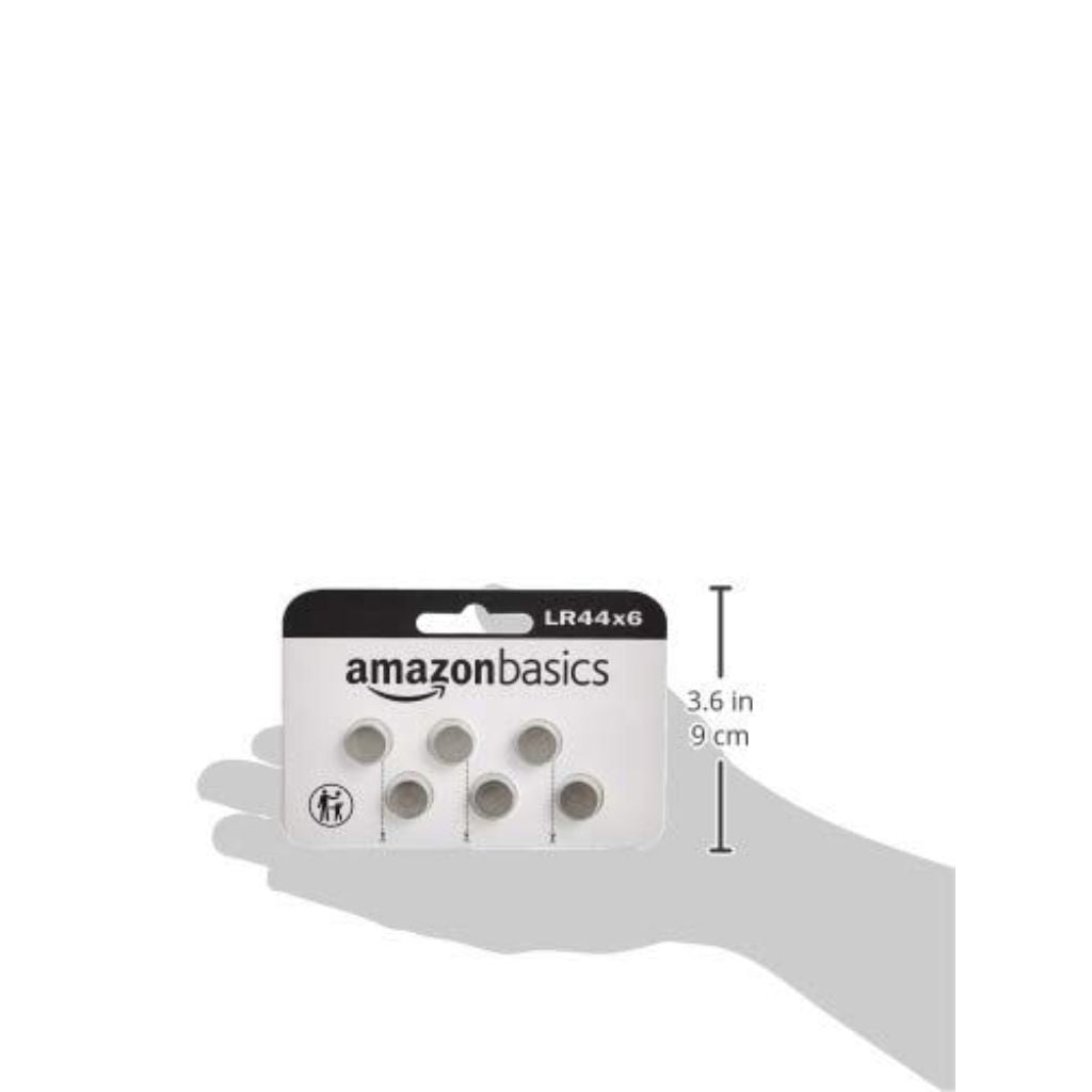 Amazon Basics Alkaline Button Coin Cell Batteries - LR44 - 6 Pack