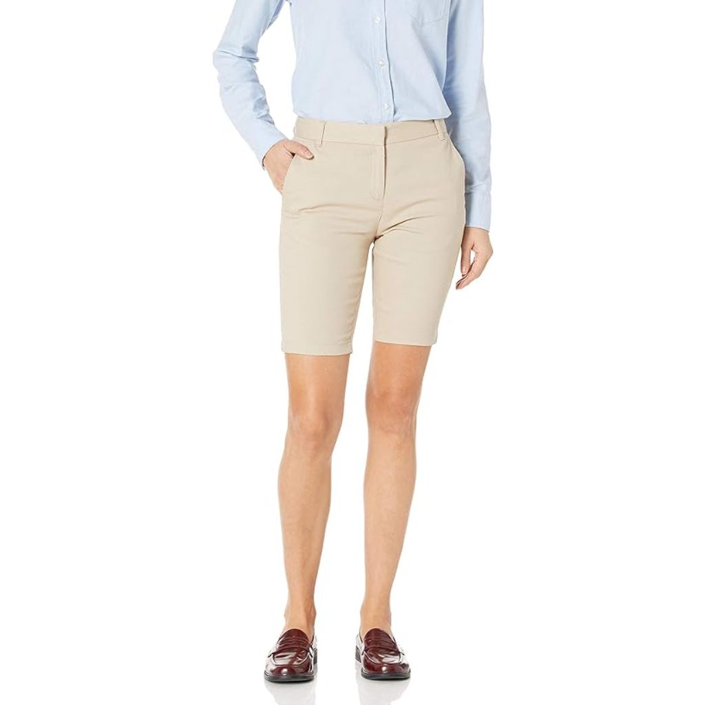 IZOD Juniors Stretch Twill Skinny Bermuda Shorts - Khaki, Size 11