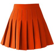 TONCHENGSD Women's High Waist Pleated Skater Tennis Skirt - Orange, Size XS