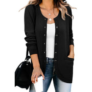 Saodimallsu Women's Button Down Cardigan Sweater with Pockets - Black, Size Small