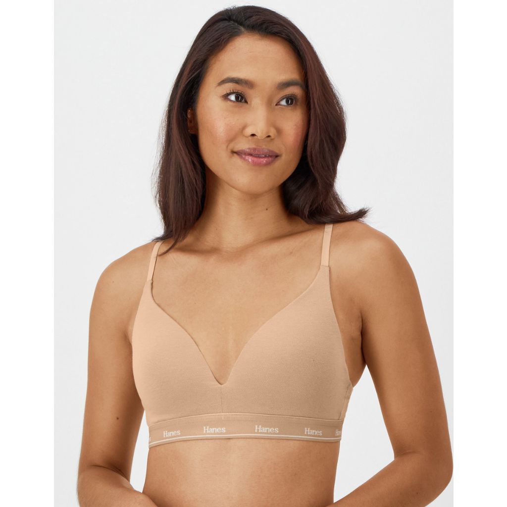 Hanes Originals Women's Stretch Contour Wire-Free Bra - Nude, Size Medium