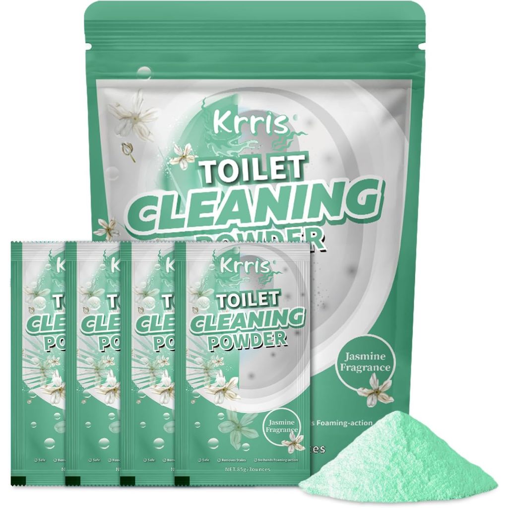 Toilet Bowl Cleaner Powder - Self-Activating Toilet Cleaner for Stubborn Stains & Limescale, Deep Cleaning Foam with Jasmine Fragrance, Safe Toilet Cleaning Supplies (4 Packs × 3 oz)