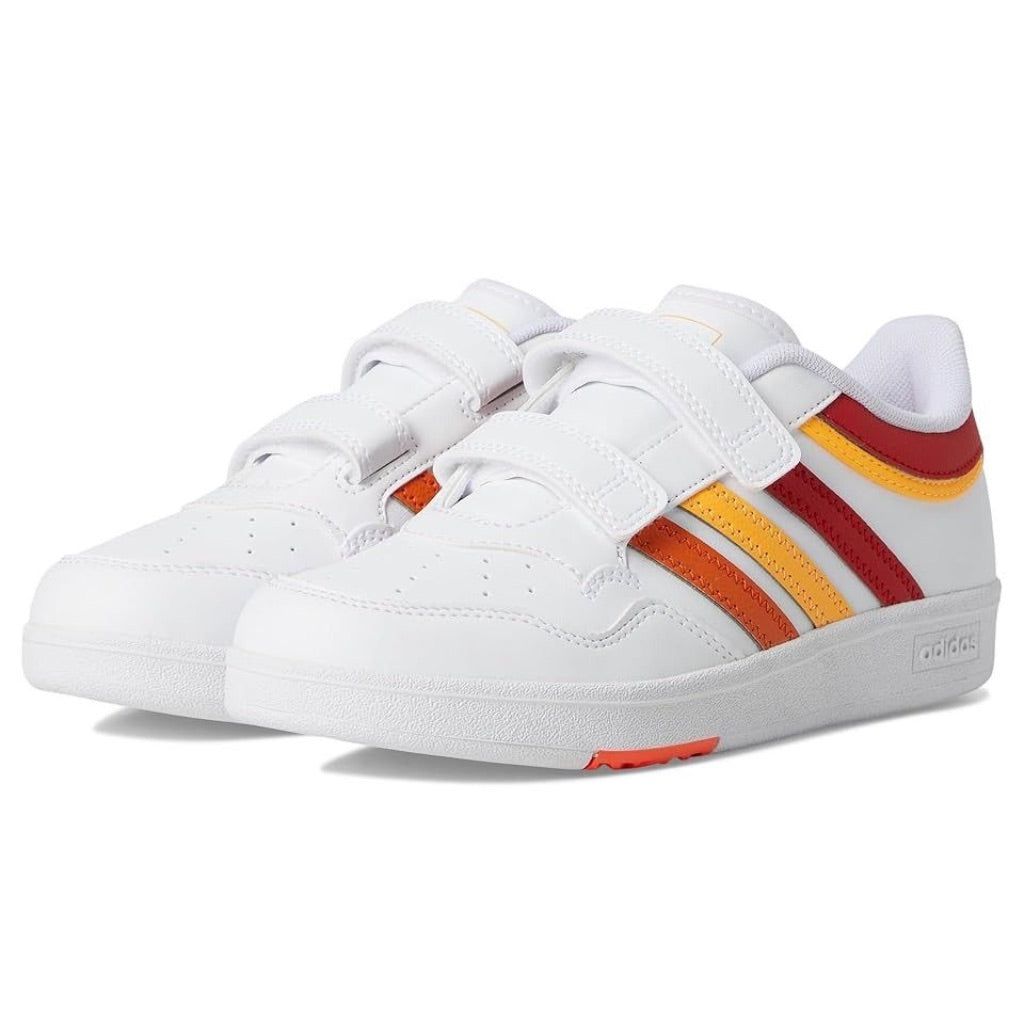 adidas Kids Hoops 4.0 Sneakers - White/Scarlet/Flash Orange, Size 1 Little Kid