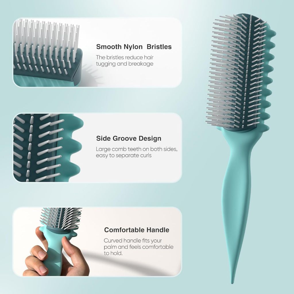 Curl Defining Denman Brush for Defining Curls, Volumizing, Shaping, & Styling - Blue