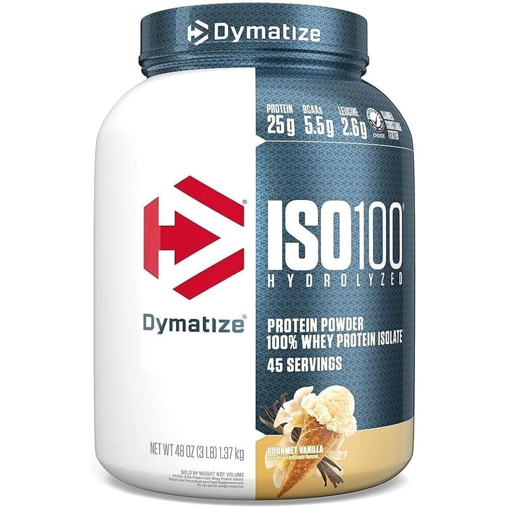Dymatize ISO 100 Whey Protein Powder Isolate, Gourmet Vanilla, 3 lbs