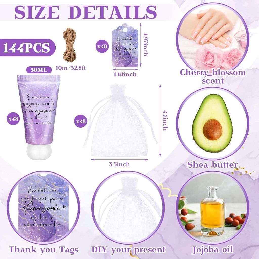 48 Sets Employee Appreciation Gifts Thank You Team Gifts Hand Mini Lotion Bulk Inspirational Travel Size Hand Cream for Christmas Stocking Stuffer Employee Coworker Team Staff Teacher(Marble)