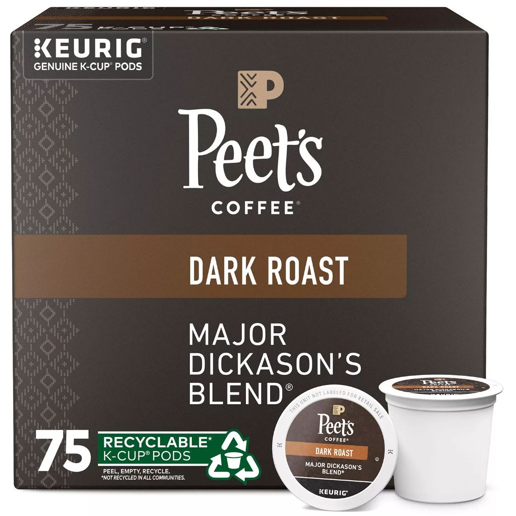 Peet s Coffee Major Dickason's Blend Premium Dark Roast Coffee Pods  75 Count