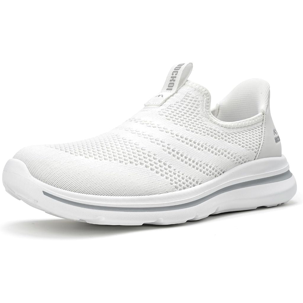 Men's Slip-On Laceless Walking Shoes - White, Size 10