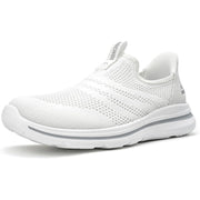 Men's Slip-On Laceless Walking Shoes - White, Size 10