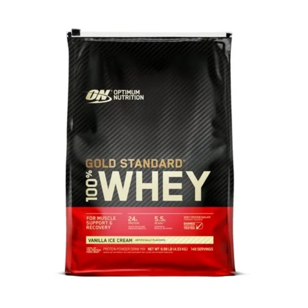 Optimum Nutrition  Gold Standard 100% Whey Protein Powder  Vanilla Ice Cream  9.98 lb  146 Servings