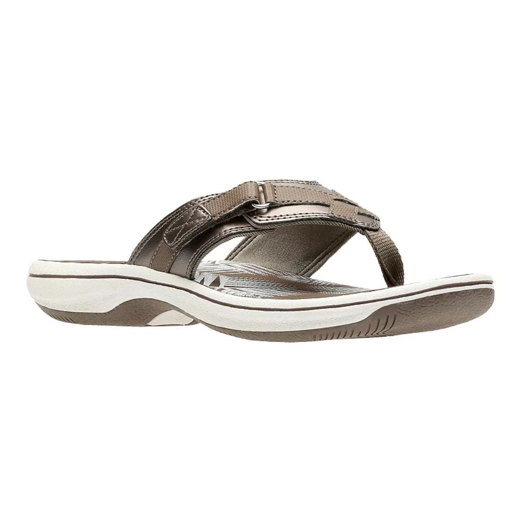 Clarks Women's Breeze Sea Flip Flop Sandals - Pewter, 10