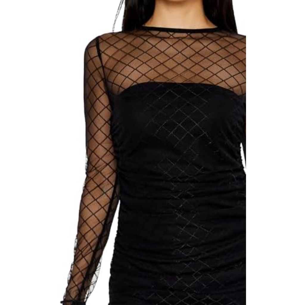 Forever 21 Women's Lattice Combo Sweater Dress - Black, Size Large