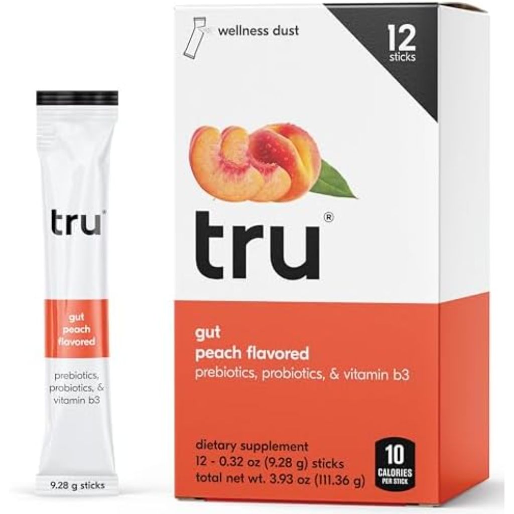 Tru Gut Powder Prebiotics and Probiotics for Digestive Health - Peach Flavored