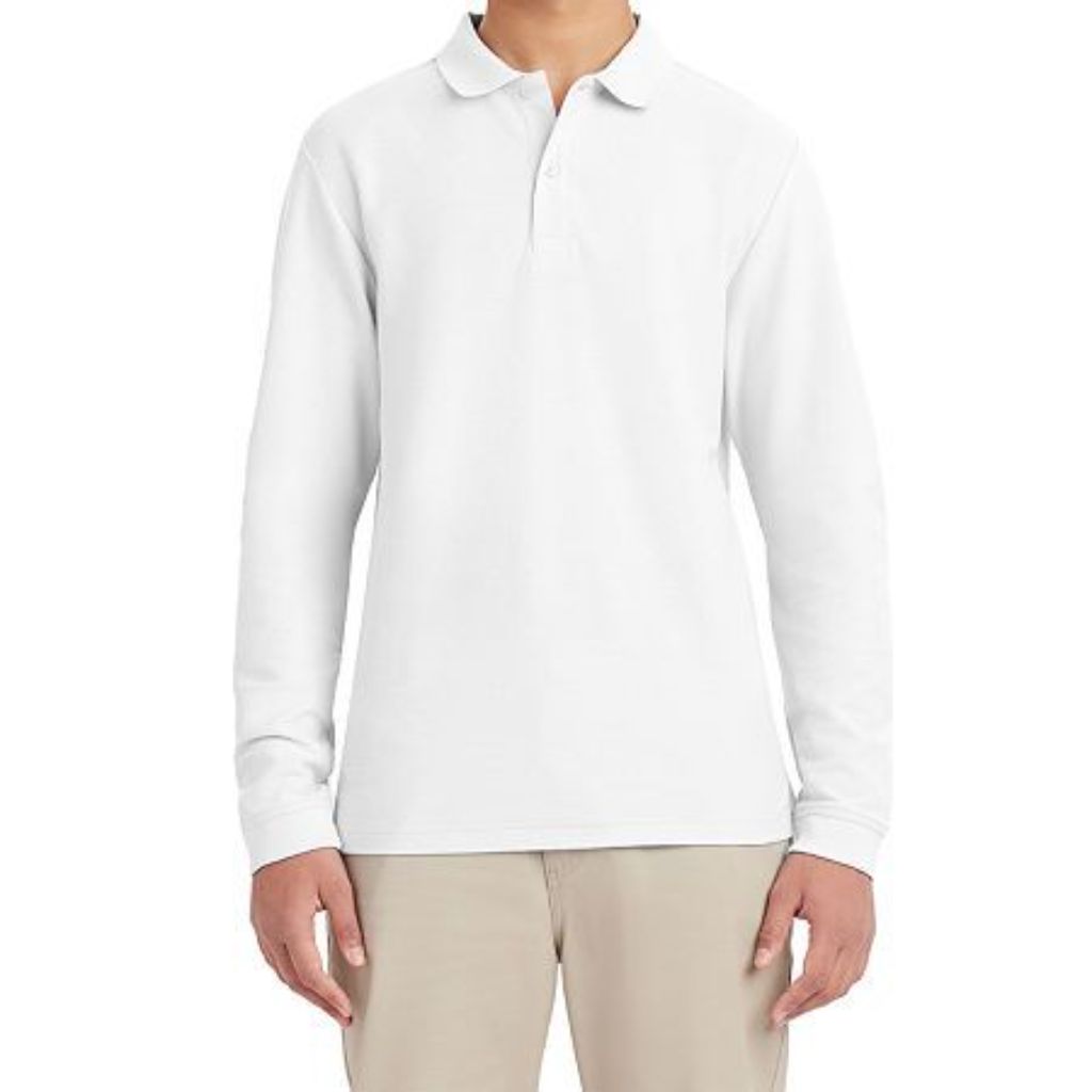 IZOD Men's Regular Fit Long Sleeve Polo - White, Medium