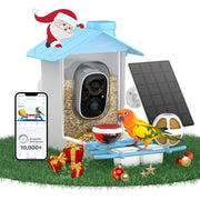 Smart Bird Feeder with Camera, Solar Powered for Outside, AI Species Identify, 2K Live View, Instant Arrival Alerts - Blue