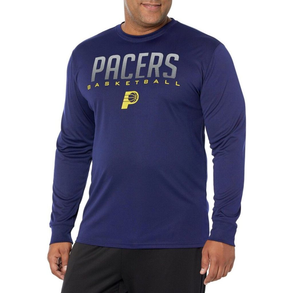 Ultra Game Men's NBA Standard Long Sleeve Athletic Quick Dry Performance T-Shirt - Indiana Pacers, Navy (XL)