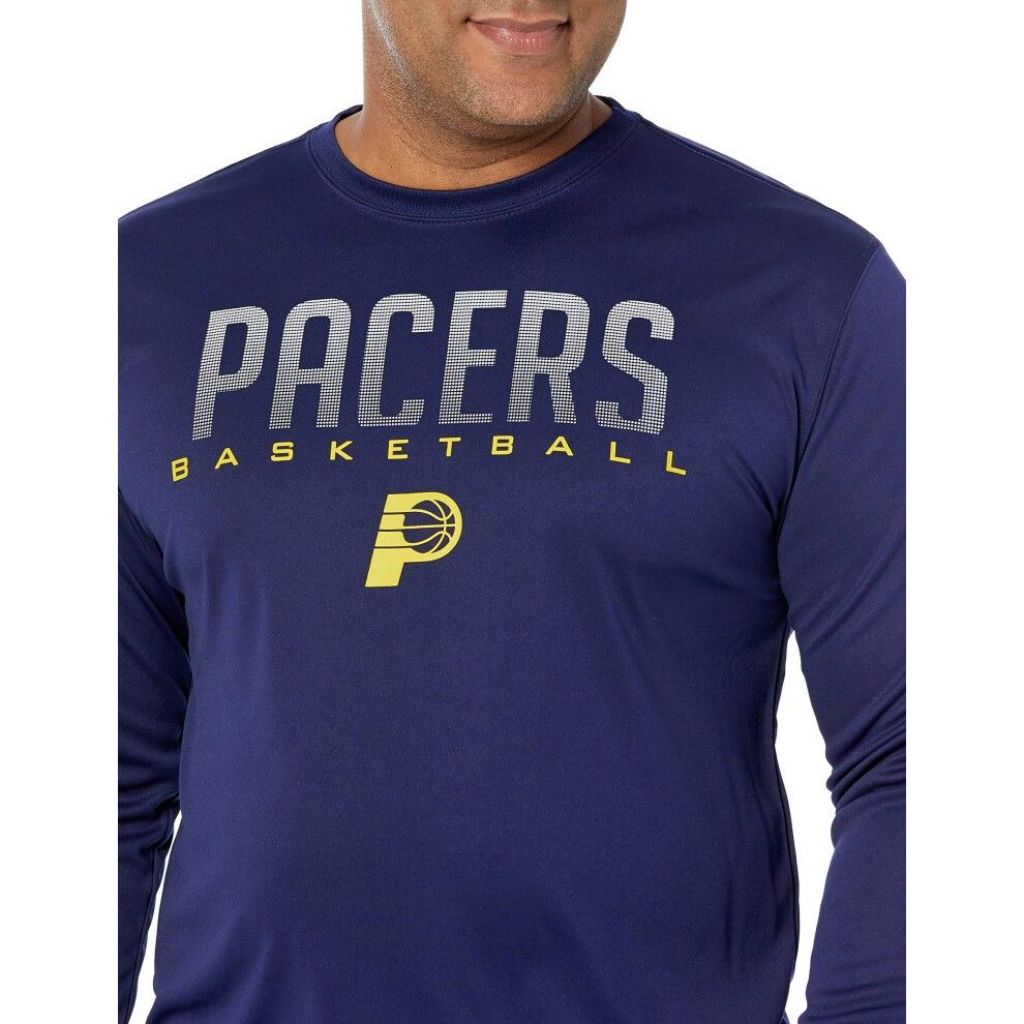 Ultra Game Men's NBA Standard Long Sleeve Athletic Quick Dry Performance T-Shirt - Indiana Pacers, Navy (XL)