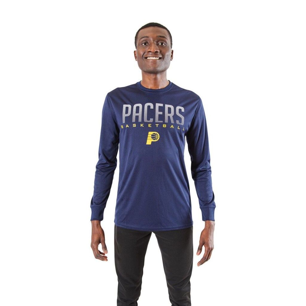 Ultra Game Men's NBA Standard Long Sleeve Athletic Quick Dry Performance T-Shirt - Indiana Pacers, Navy (XL)