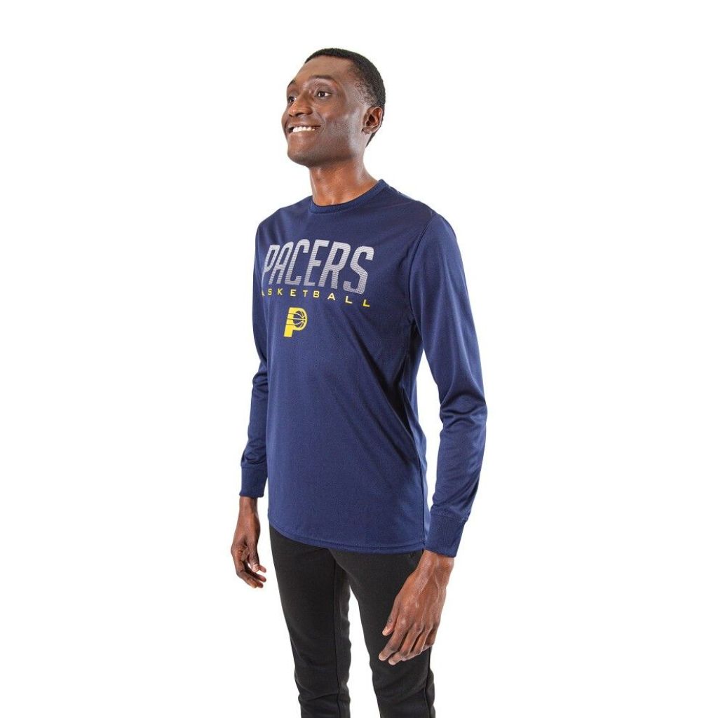Ultra Game Men's NBA Standard Long Sleeve Athletic Quick Dry Performance T-Shirt - Indiana Pacers, Navy (XL)