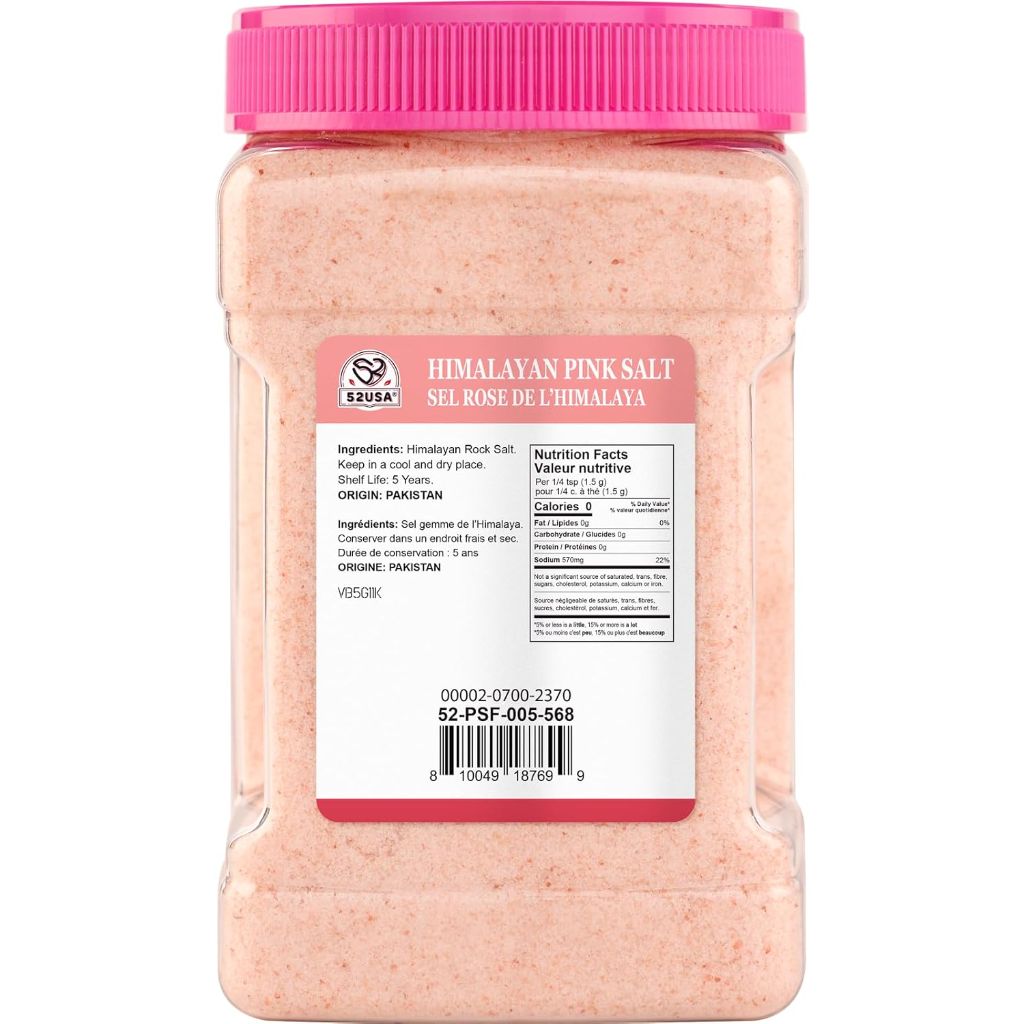 52USA Fine Ground Himalayan Pink Salt - 5 Pound