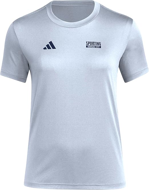 adidas Women's Sporting Kansas City MLS Local Warp Pre-Game T-Shirt - Smoke Blue, Size XL