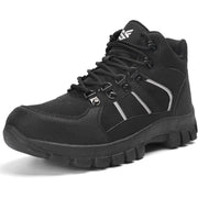 Unisex Steel Toe Boots, Comfortable Puncture Proof Safety Work Shoes - Black, Size 5.5 (Men) / 7 (Women)