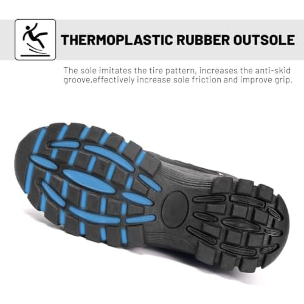 Unisex Steel Toe Boots, Comfortable Puncture Proof Safety Work Shoes - Black, Size 5.5 (Men) / 7 (Women)